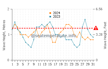 Waves height in Pasito Blanco in August
