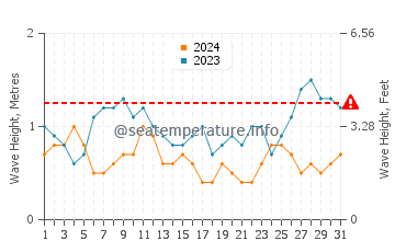 Waves height in Nangan in August