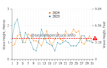 Waves height in Playa de Baldayo in August
