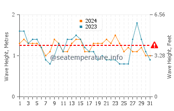 Waves height in Playa De Jandia in August
