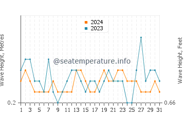 Waves height in Playa de la Puntilla in August