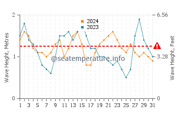 Waves height in Playa de las Burras in August