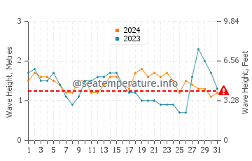 Waves height in Playa de Melenara in August