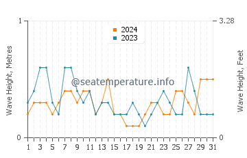Waves height in Playa del Alamillo in August