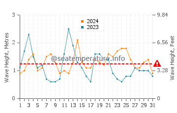 Waves height in Playa del Vao in August