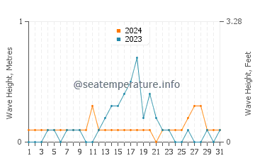 Waves height in Port McNeill in August