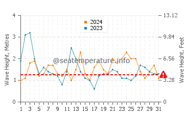 Waves height in Portocelo in August