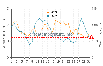 Waves height in Puerto de la Estaca in August