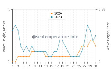 Waves height in Puerto Princesa in August