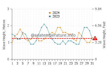 Waves height in Punta Brava in August