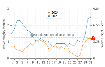 Waves height in Puro Pinget in August