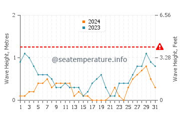 Waves height in Roxas in August