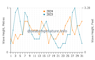 Waves height in Sa Caleta in August