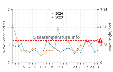 Waves height in Scamander in August
