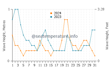 Waves height in Shamen in August