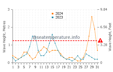 Waves height in Shingu in August