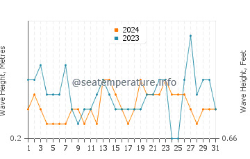 Waves height in La Caleta in August