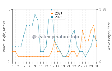 Waves height in Takahama in August