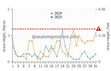 Waves height in Takaka in August