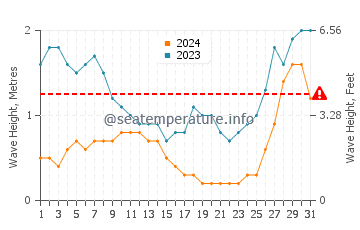 Waves height in Tangal in August