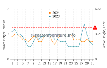 Waves height in Tarajalejo in August
