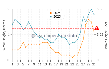 Waves height in Tayaman in August