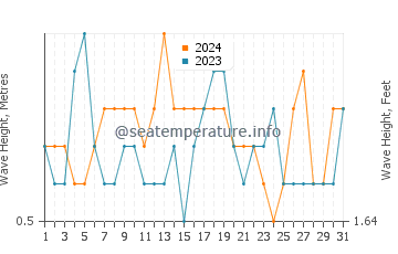 Waves height in Tiku in August
