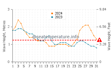 Waves height in Virar in August