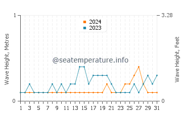 Waves height in Yaring in August
