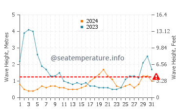 Waves height in Yonakuni in August